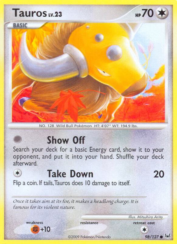 Tauros Pokemon card from Platinum