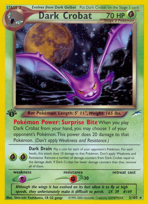 Dark Crobat Pokemon card from Neo Destiny