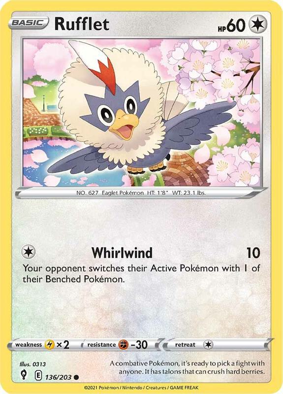 Rufflet Pokemon card from SWSH07: Evolving Skies