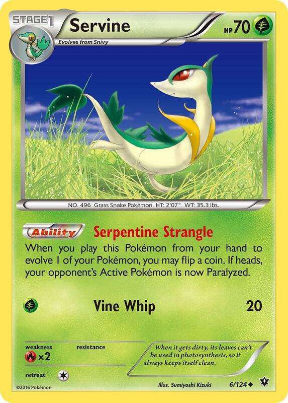 Servine Pokemon card from XY - Fates Collide