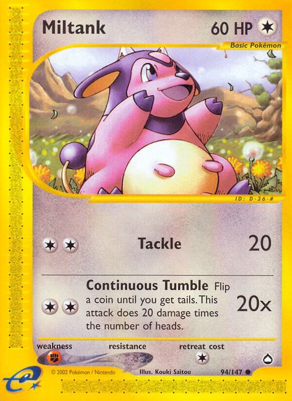 Miltank Pokemon card from Aquapolis