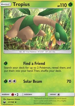Tropius Pokemon card from Celestial Storm