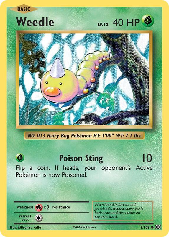 Weedle Pokemon card from XY - Evolutions