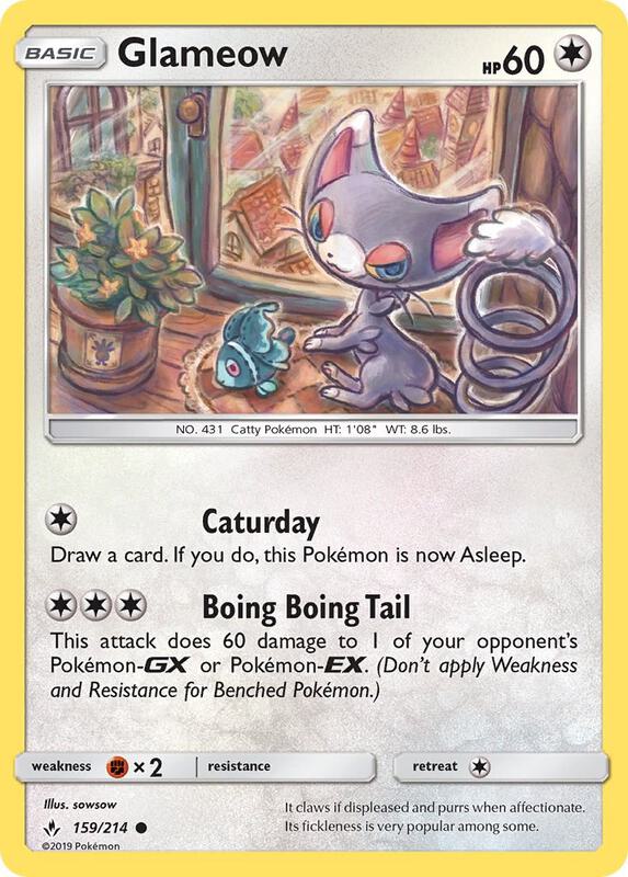 Glameow Pokemon card from SM - Unbroken Bonds