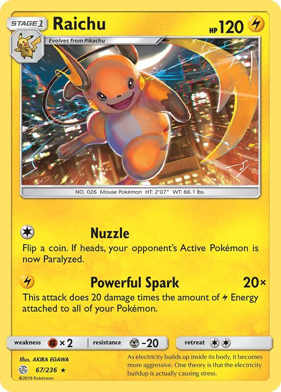 Raichu Pokemon card from SM - Cosmic Eclipse