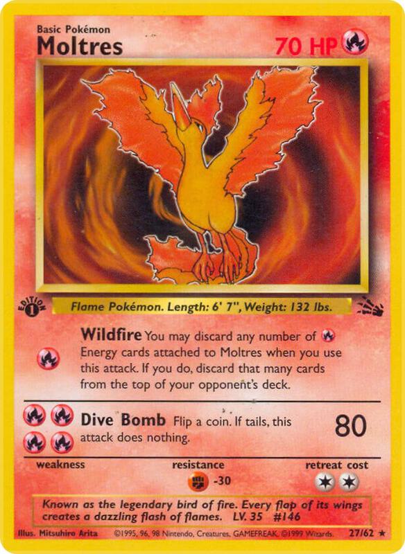Moltres (27) Pokemon card from Fossil