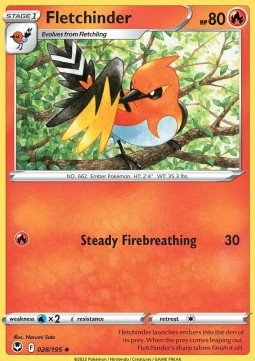 Fletchinder (Holo) Pokemon card from Silver Tempest