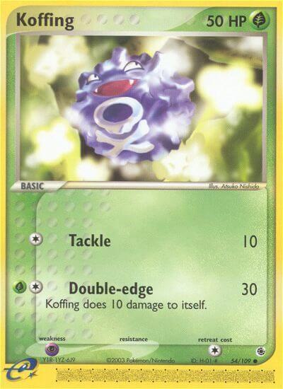 Koffing Pokemon card from Ruby and Sapphire