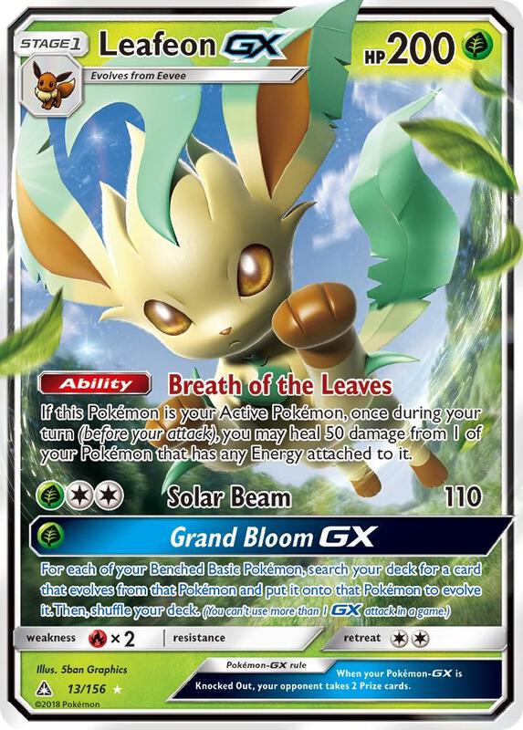 Leafeon GX Pokemon card from SM - Ultra Prism
