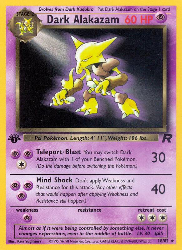 Dark Alakazam (18) Pokemon card from Team Rocket