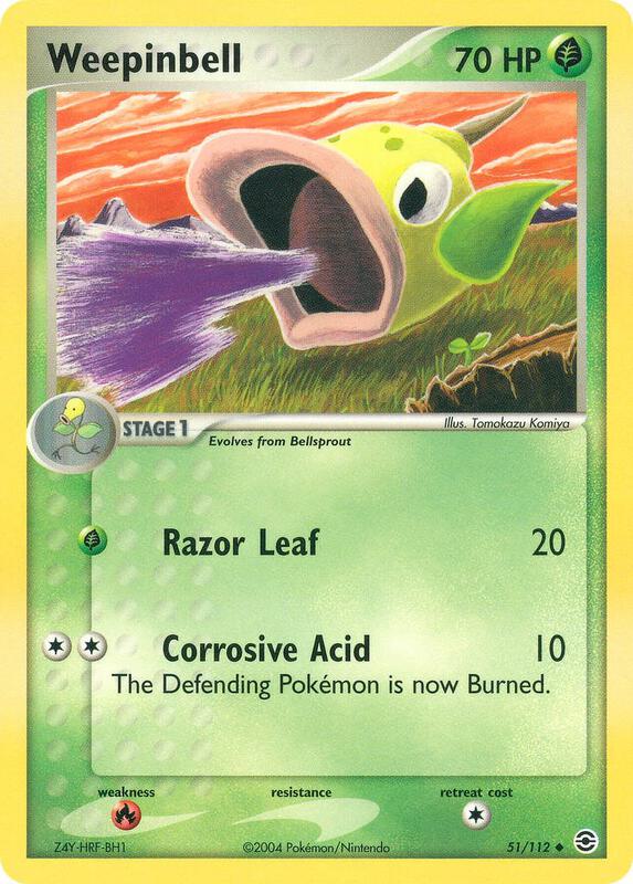 Weepinbell Pokemon card from FireRed & LeafGreen