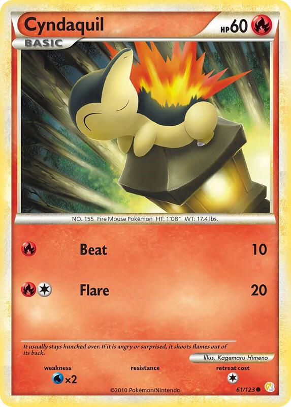 Cyndaquil Pokemon card from HeartGold SoulSilver
