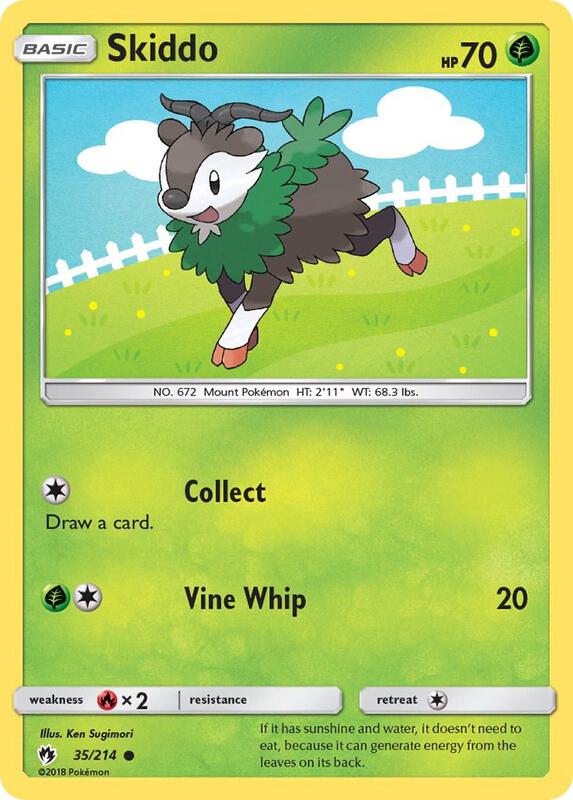 Skiddo Pokemon card from SM - Lost Thunder