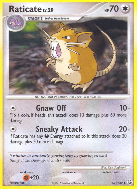 Raticate Pokemon card from Secret Wonders