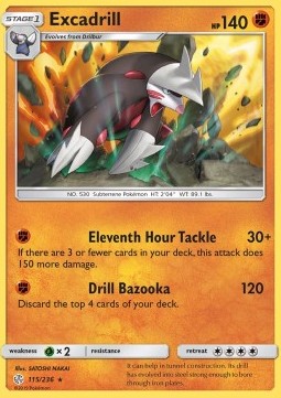 Excadrill Pokemon card from Cosmic Eclipse