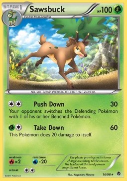 Sawsbuck Pokemon card from Emerging Powers