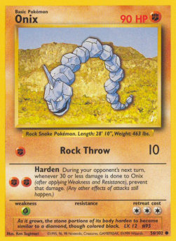 Onix Pokemon card from Base Set