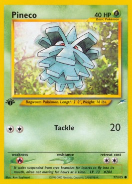 Pineco Pokemon card from Neo Destiny