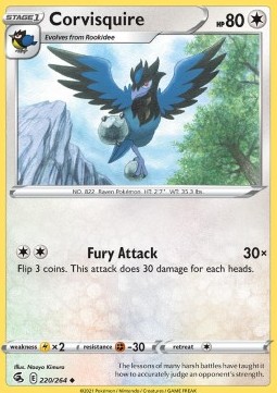 Corvisquire Pokemon card from Fusion Strike