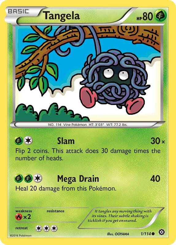Tangela Pokemon card from XY - Steam Siege