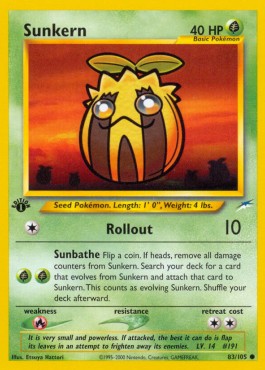 Sunkern Pokemon card from Neo Destiny