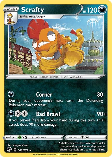 Scrafty Pokemon card from Champion's Path