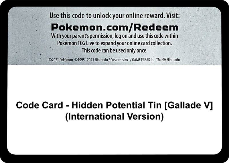 Code Card - Hidden Potential Tin [Gallade V] (International Version) Pokemon card from TCG: Tempest