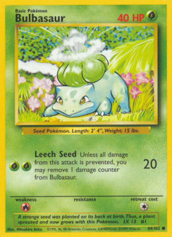 Bulbasaur Pokemon card from Base Set