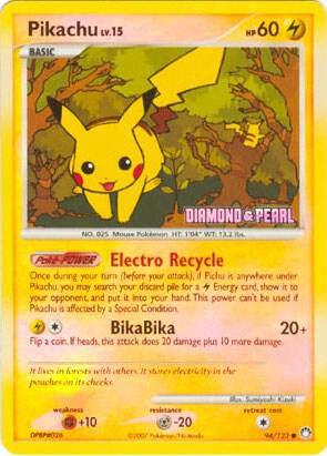 Pikachu Pokemon card from Burger King Promos
