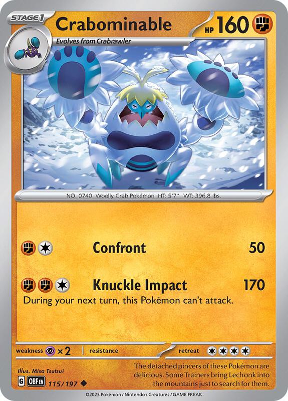 Crabominable Pokemon card from SV03: Obsidian Flames