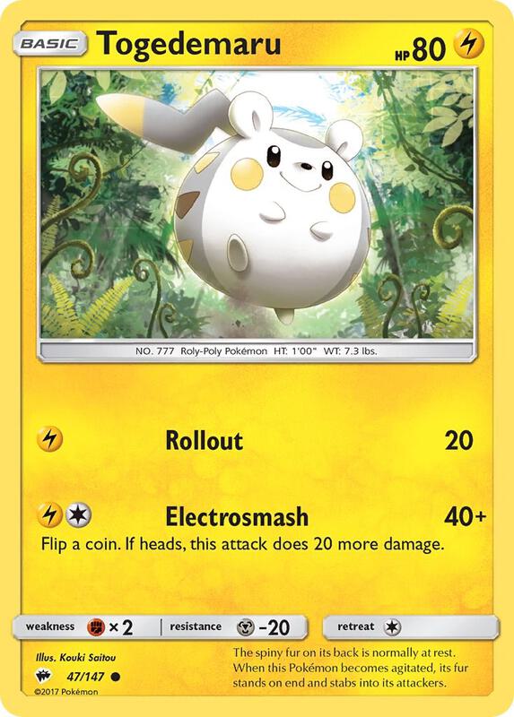Togedemaru Pokemon card from SM - Burning Shadows