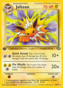 Jolteon Pokemon card from Jungle