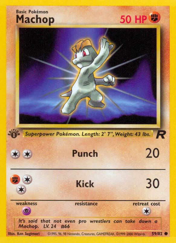 Machop Pokemon card from Team Rocket