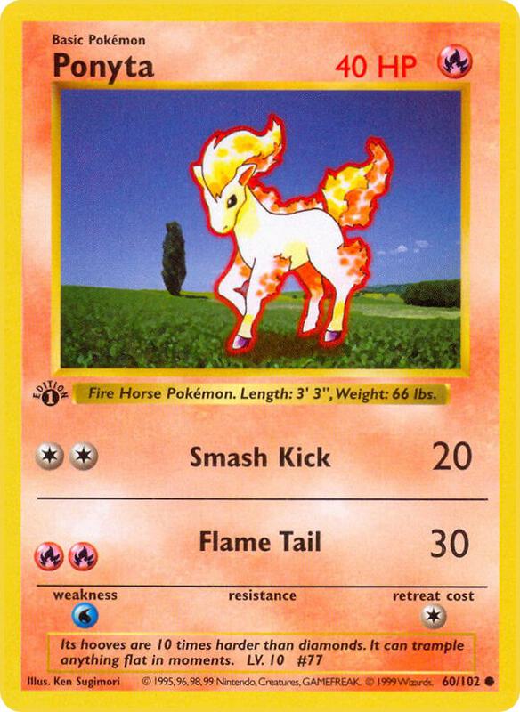 Ponyta Pokemon card from Base Set (Shadowless)