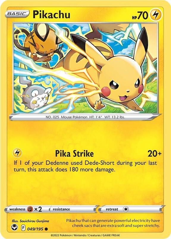 Pikachu Pokemon card from SWSH12: Silver Tempest