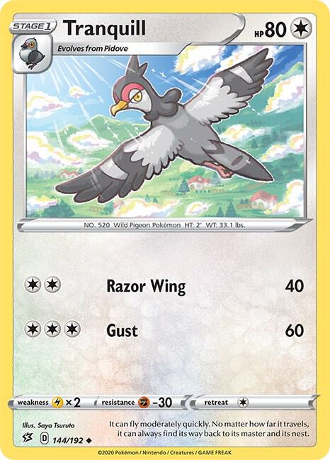 Tranquill Pokemon card from SWSH02: Rebel Clash