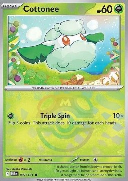 Cottonee Pokemon card from Prismatic Evolutions Additionals