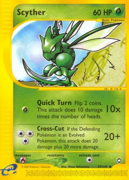 Scyther Pokemon card from Aquapolis