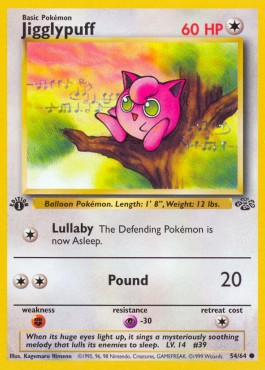 Jigglypuff Pokemon card from Jungle