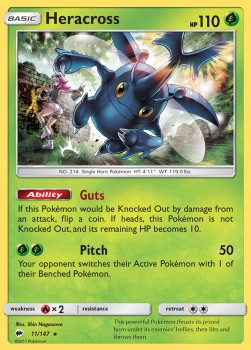 Heracross Pokemon card from Burning Shadows