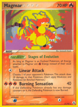 Magmar Pokemon card from EX Legend Maker
