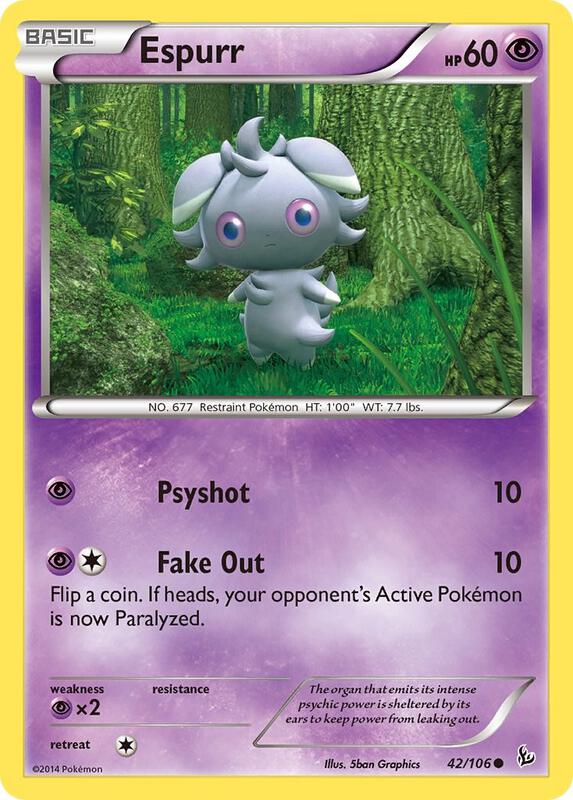 Espurr Pokemon card from XY - Flashfire