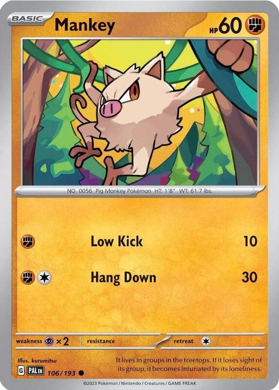 Mankey Pokemon card from TCG: Tempest