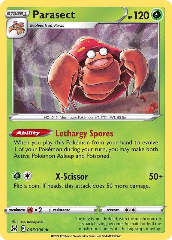 Parasect Pokemon card from SWSH11: Lost Origin