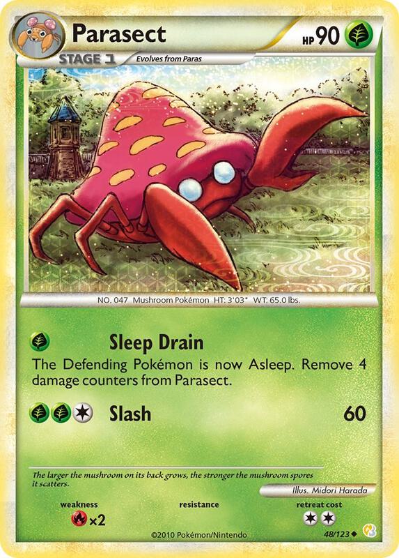 Parasect Pokemon card from HeartGold SoulSilver