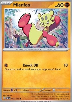 Mienfoo Pokemon card from Stellar Crown