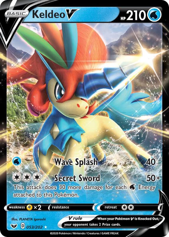 Keldeo V Pokemon card from SWSH01: Sword & Shield Base Set