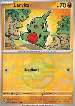 Larvitar Pokemon card from Prismatic Evolutions Additionals