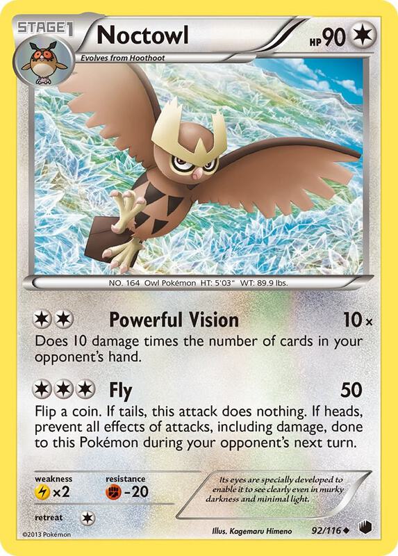 Noctowl Pokemon card from Plasma Freeze