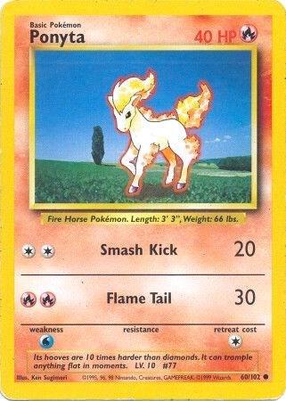 Ponyta Pokemon card from Base Set